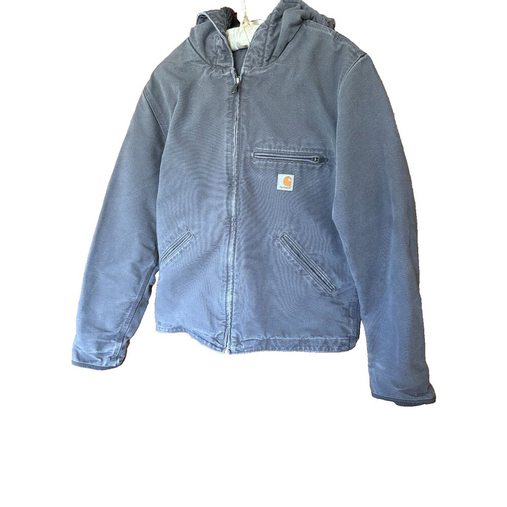 Carhardt Sherba Lined  Hooded Gray Washed Duck  Work Jacket Size Small
